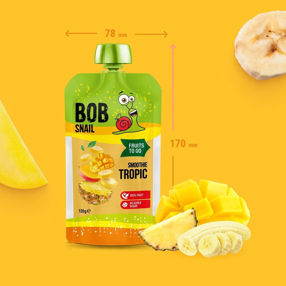 Bob Snail Banana, Pineapple & Mango Smoothie, No Added Sugar - 120 g