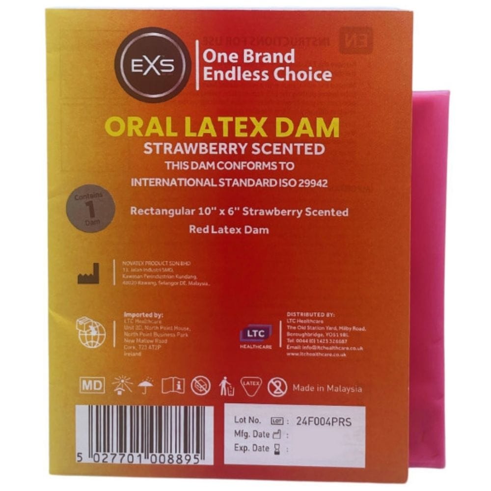 EXS Oral Latex Dam, Strawberry - 1 Piece