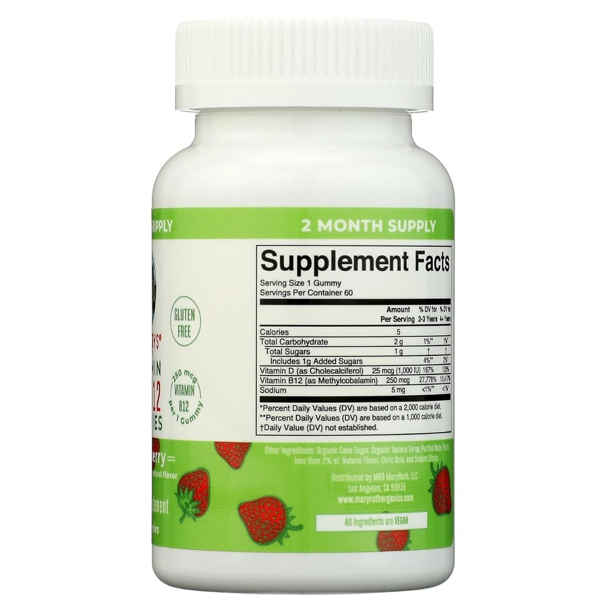 MaryRuth's Organic D3+B12, Strawberry - 60 Gummies