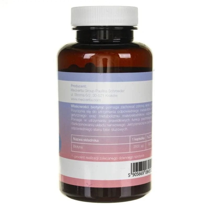 Medverita Biotin Vitamin B7 (H) 2500 mcg - 180 Capsules