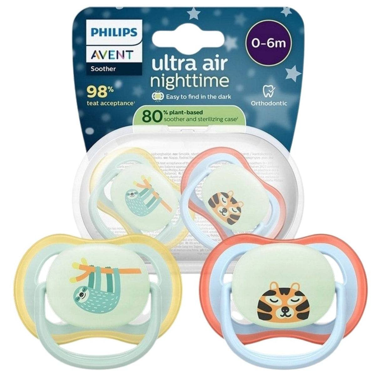 Philips Avent Ultra Air Night Soothers 0-6 m - 2 Pieces