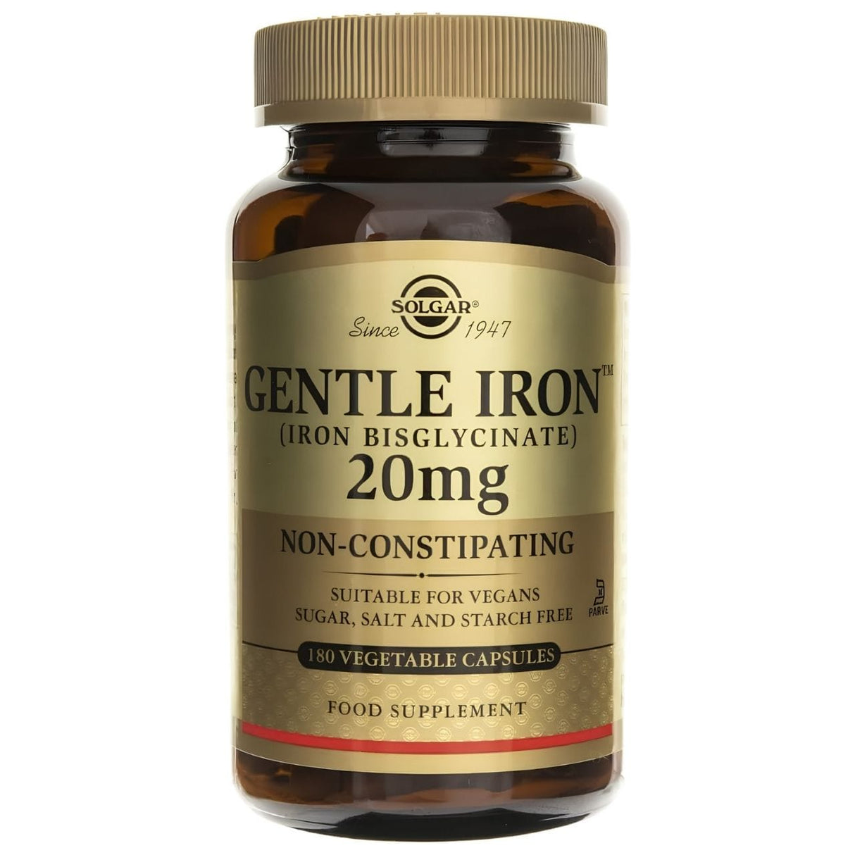 Solgar Gentle Iron 20 mg - 180 Vegetable Capsules