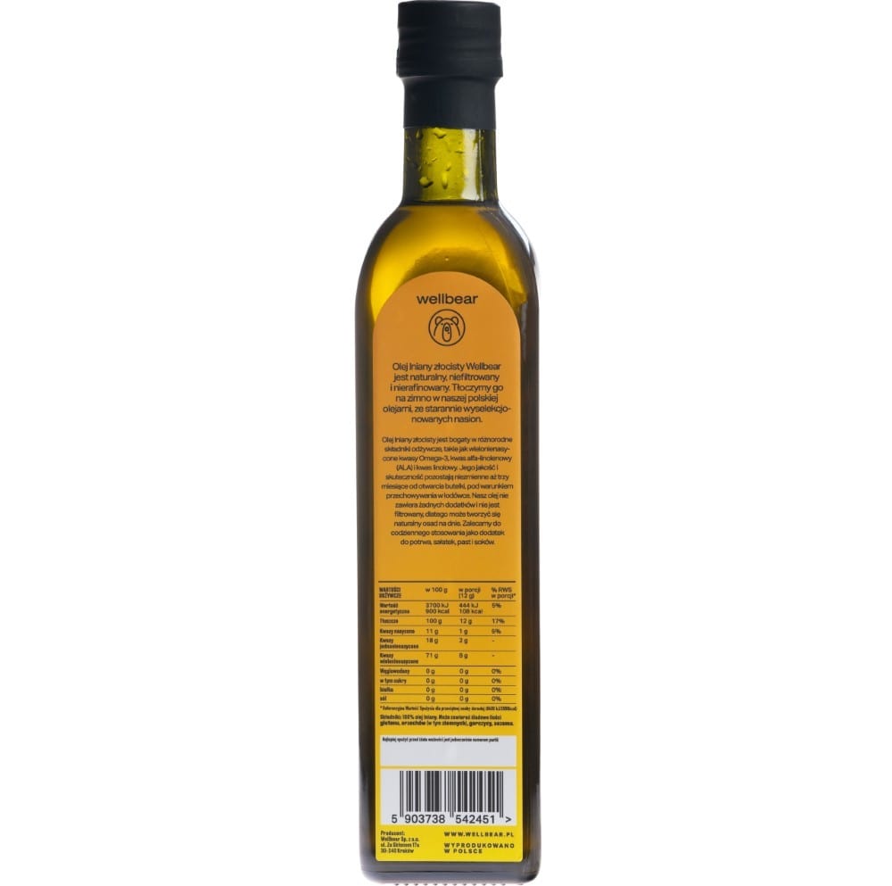 Wellbear Golden Flaxseed Oil Cold Pressed - 500 ml