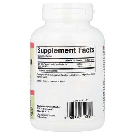 Natural Factors Apple Cider Vinegar 500 mg - 180 Capsules