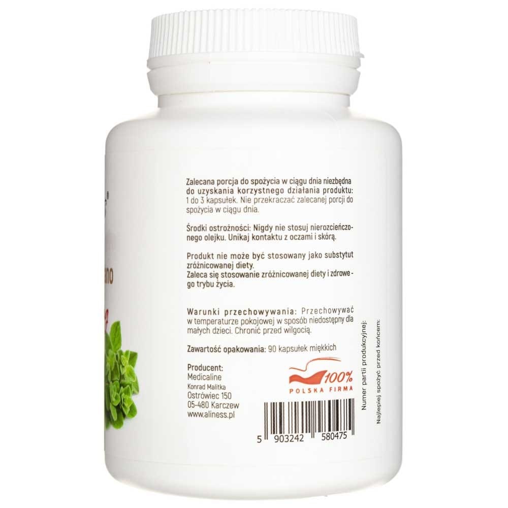 Aliness Wild Oregano Oil STRONG 100% - 90 Capsules
