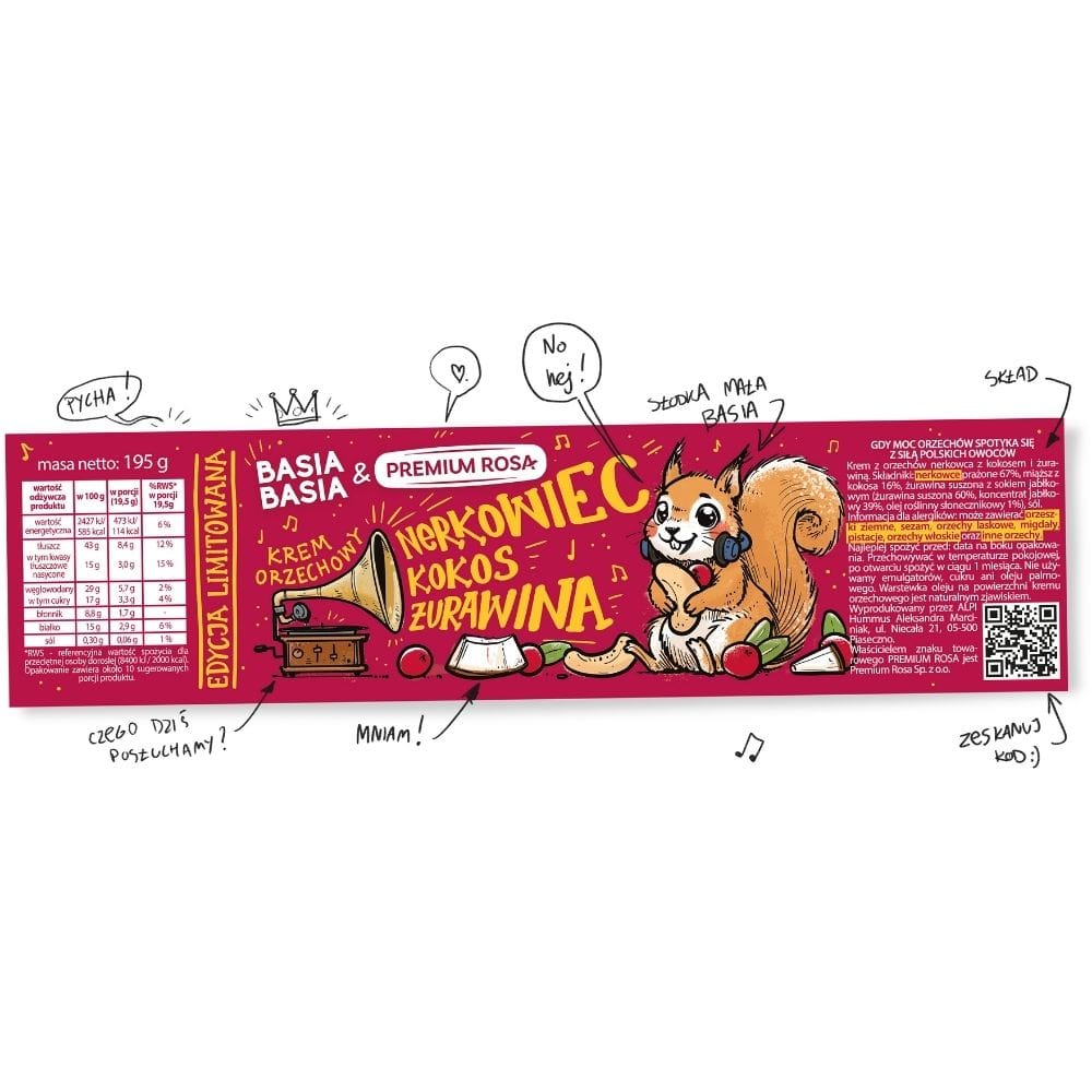 Basia Basia & Premium Rosa Cashew Cream with Coconut and Cranberry - 195 g