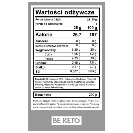 BeKeto Keto Jam, Juicy Peach - 200 g