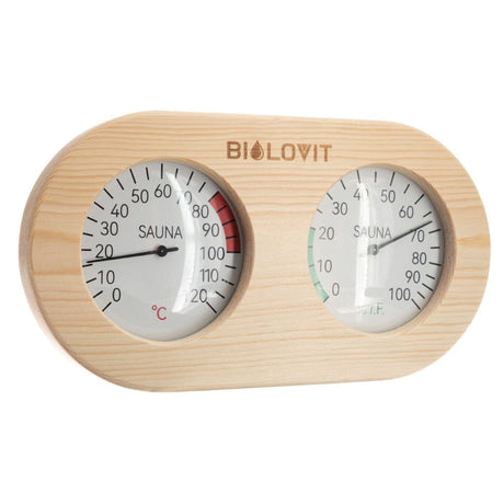 Bilovit Pine Sauna Thermometer with Hygrometer