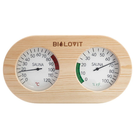Bilovit Pine Sauna Thermometer with Hygrometer