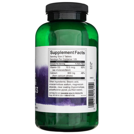 Swanson Calcium Citrate & Vitamin D3 - 250 Tablets