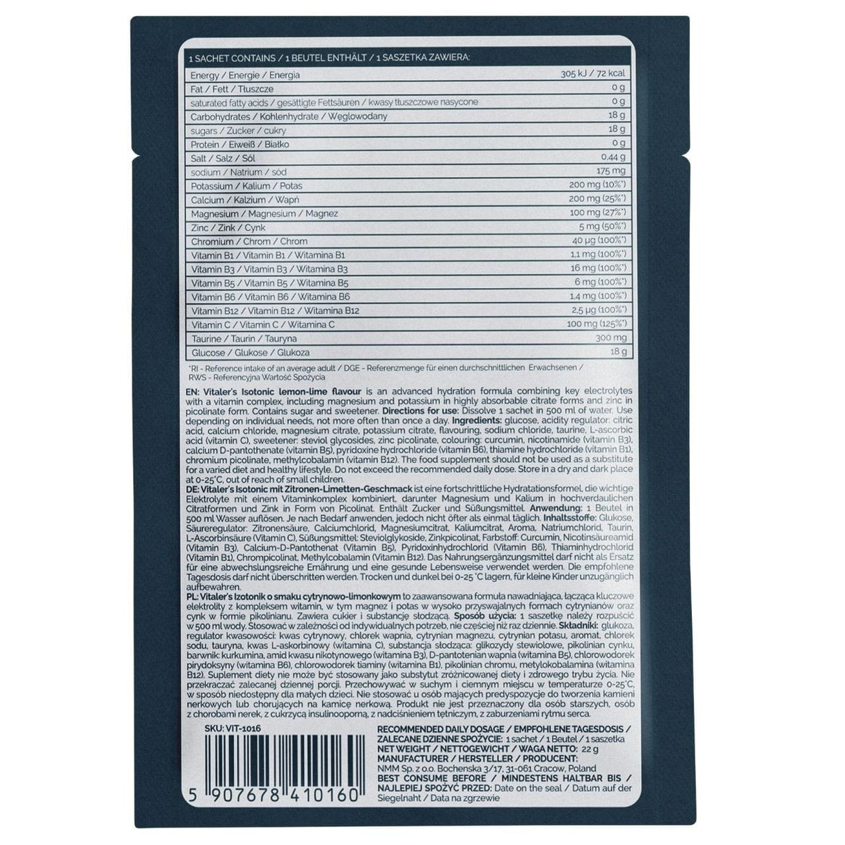 Vitaler's Lemon-Lime Isotonic Drink - 1 Sachet