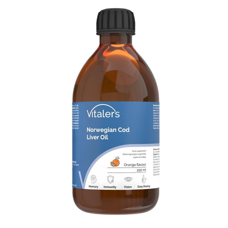 Vitaler's Omega-3 Norwegian Cod Liver Oil, Orange Flavor 1200 mg - 250 ml