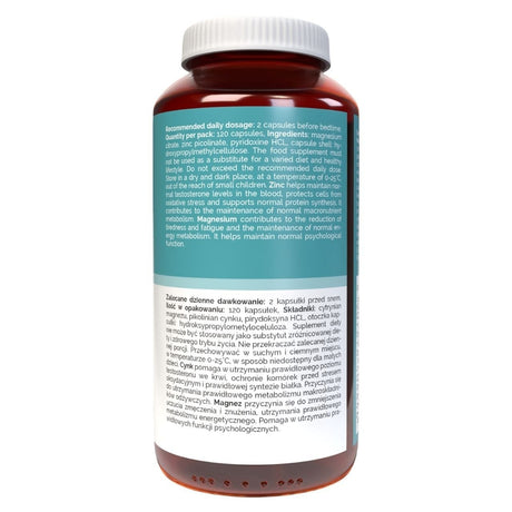 Vitaler's ZMB Mg + Zn + B6 - 120 Capsules