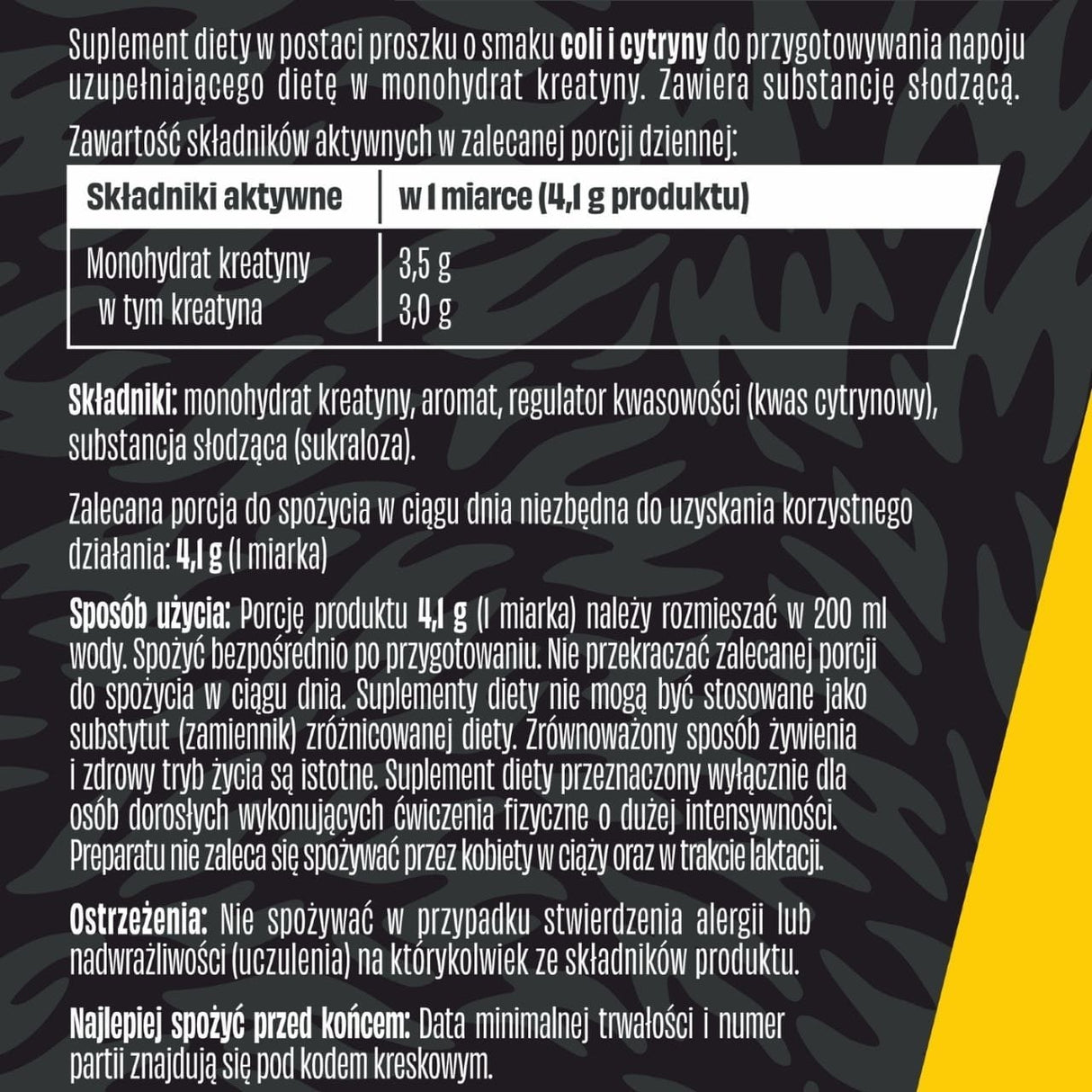 WK DZIK Creatine Monohydrate Cola-Lemon - 369 g