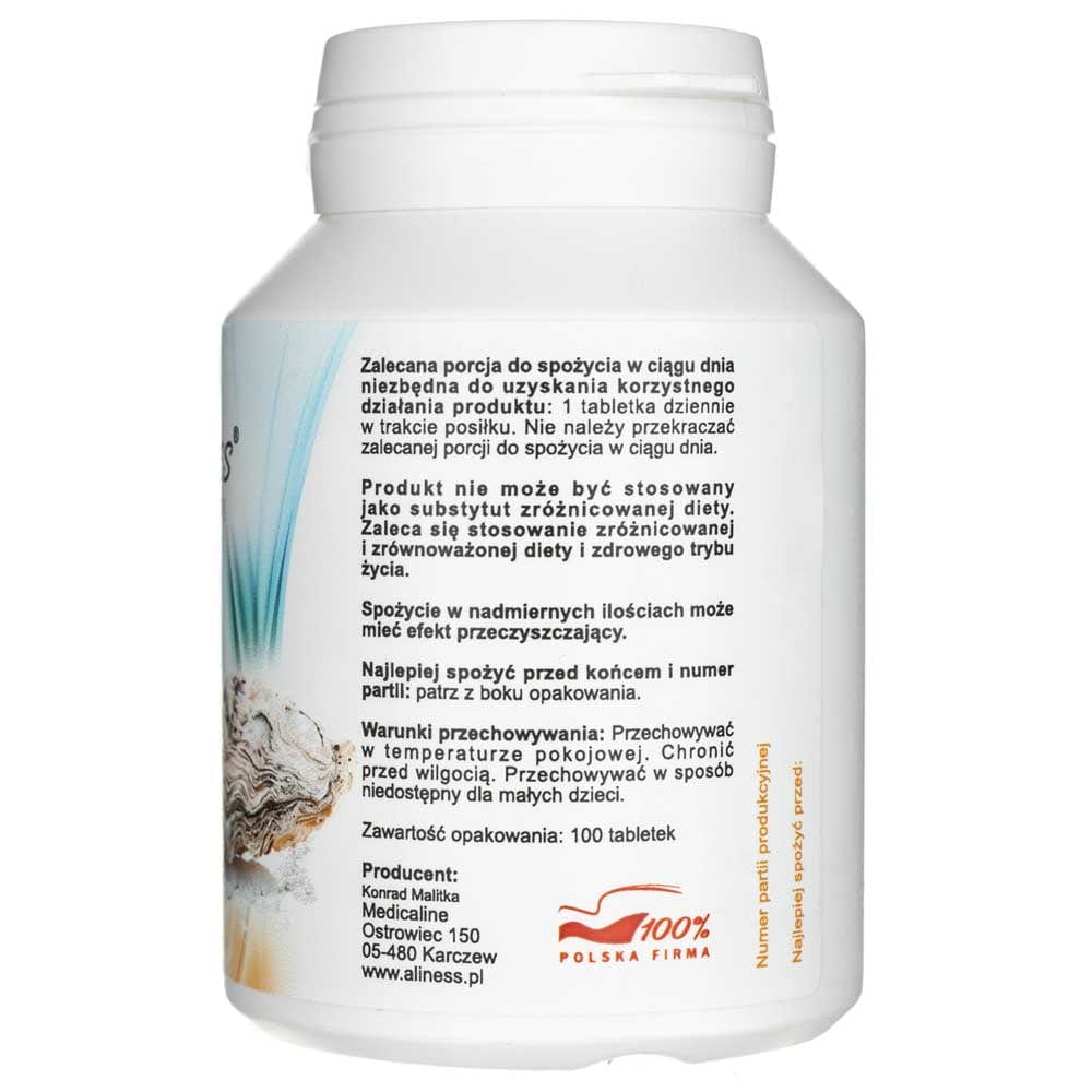 Aliness Calcium from Oyster Shell with Vitamin K2 MK-7 and D3 - 100 Tablets