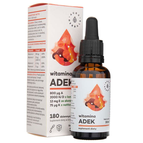 Aura Herbals Vitamin “ADEK” A + D3 (2000IU) + E + K2 MK7 drops - 30 ml