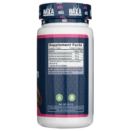 Haya Labs Triple Mushroom Complex 600 mg - 60 Veg Capsules