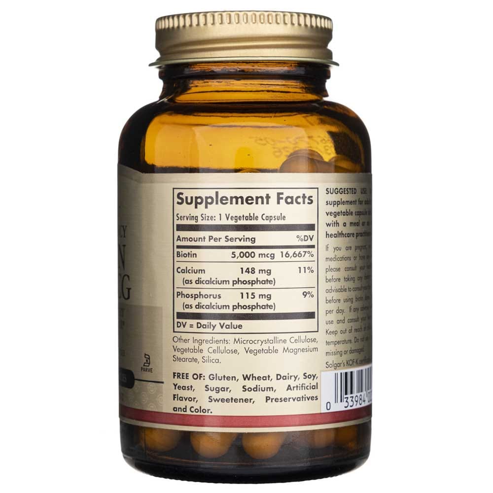 Solgar Biotin 5000 mcg - 50 Veg Capsules