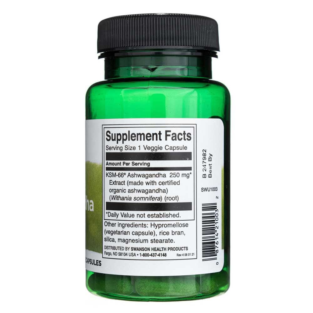 Swanson Ultimate Ashwagandha KSM-66 250 mg - 60 Veg Capsules